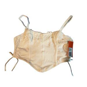 Lace-Trimmed Corset Top With Adjustable Straps By Colsie Size Large Ivory